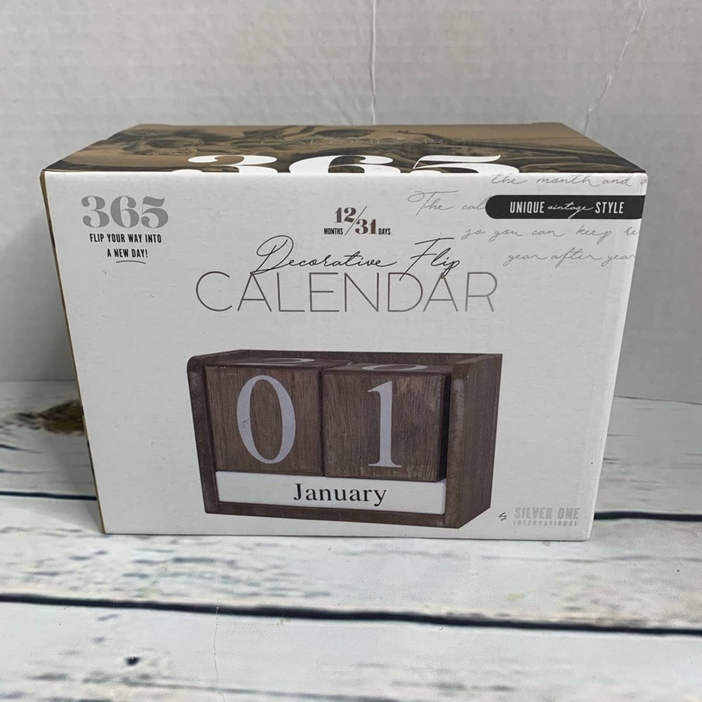 New in Box Decorative Wood Calendar